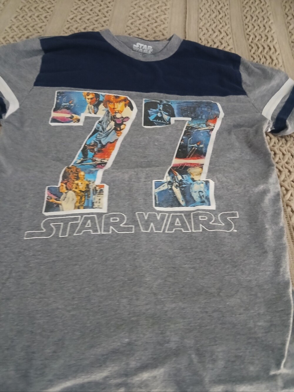Star Wars Gray & Navy '77 Collage Graphic Tee SZ SM VINTAGE PREOWNED